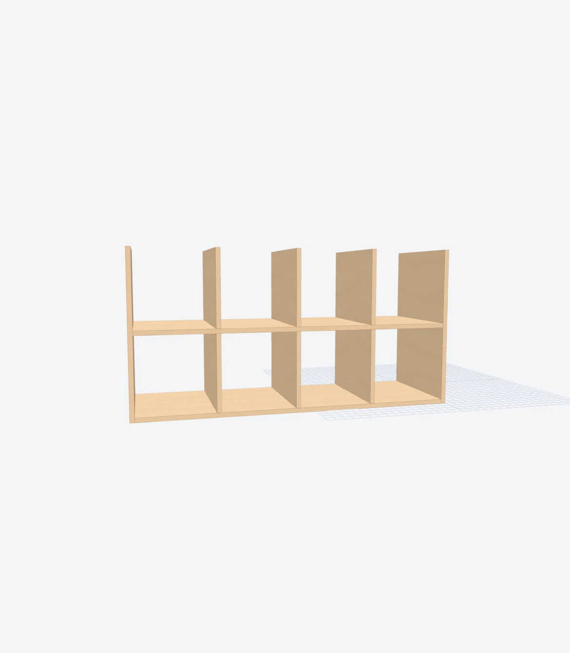 Wooden four-compartment bookshelf