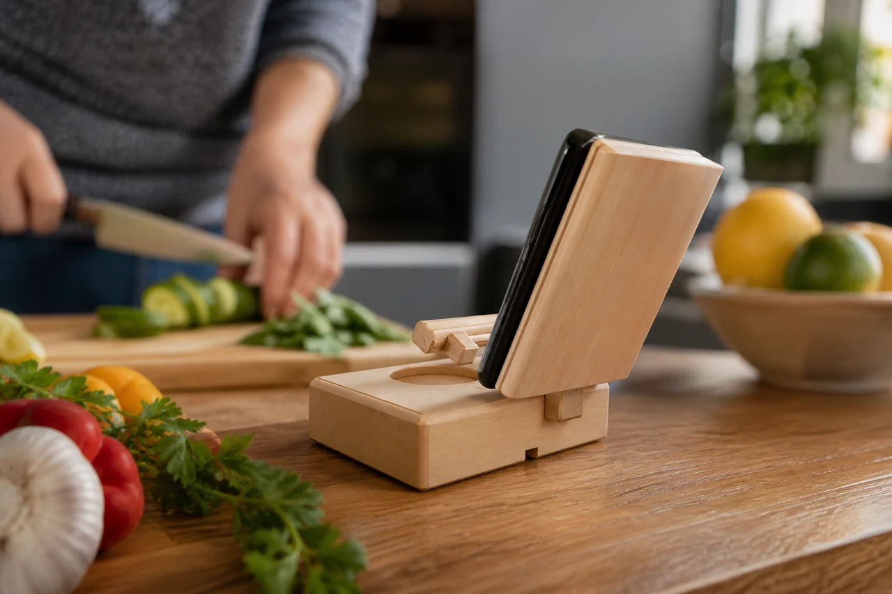 Exquisite wooden phone stand